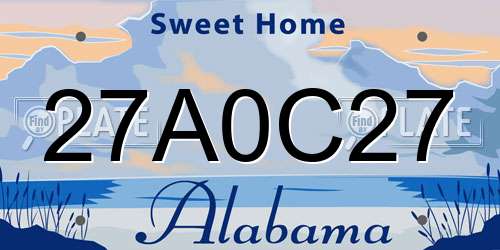27A0C27 Alabama License Plate