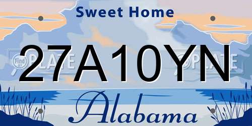 27A10YN Alabama License Plate