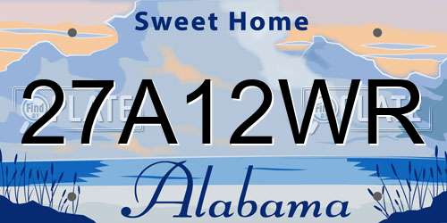 27A12WR Alabama License Plate