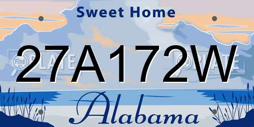27A172W Alabama License Plate