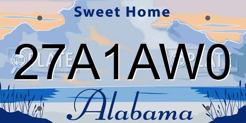 27A1AW0 Alabama License Plate