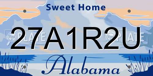 27A1R2U Alabama License Plate