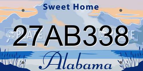 27AB338 Alabama License Plate