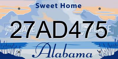 27AD475 Alabama License Plate
