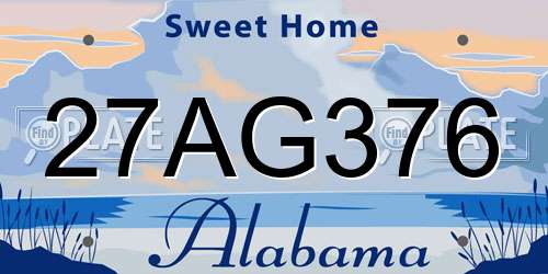 27AG376 Alabama License Plate