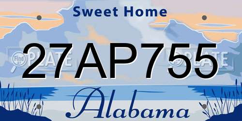 27AP755 Alabama License Plate