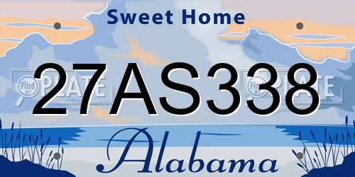 27AS338 Alabama License Plate