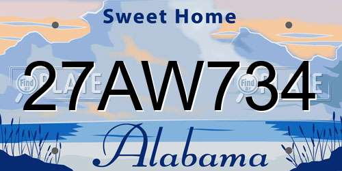 27AW734 Alabama License Plate