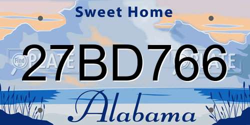 27BD766 Alabama License Plate