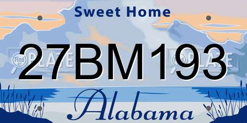 27BM193 Alabama License Plate