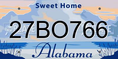 27BO766 Alabama License Plate