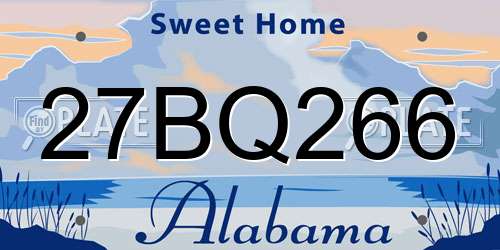 27BQ266 Alabama License Plate