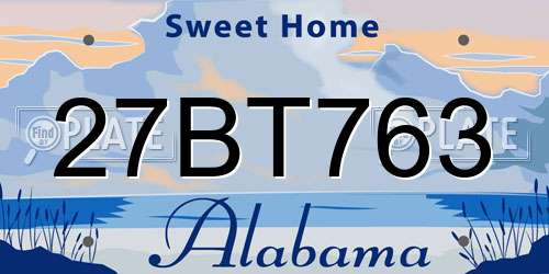 27BT763 Alabama License Plate