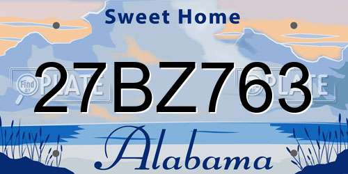 27BZ763 Alabama License Plate