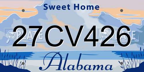 27CV426 Alabama License Plate