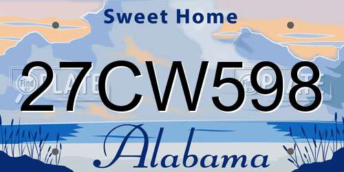 27CW598 Alabama License Plate