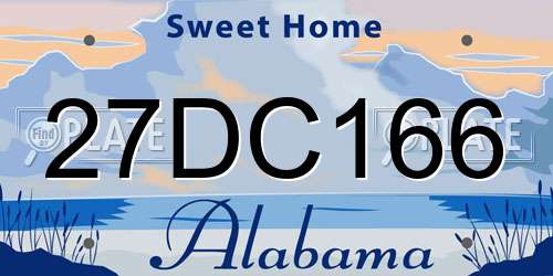 27DC166 Alabama License Plate