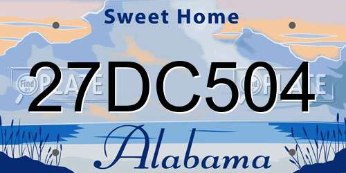 27DC504 Alabama License Plate