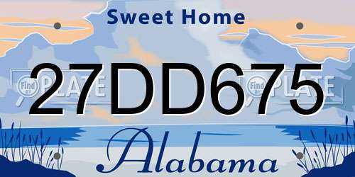 27DD675 Alabama License Plate