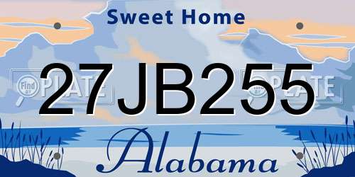27JB255 Alabama License Plate