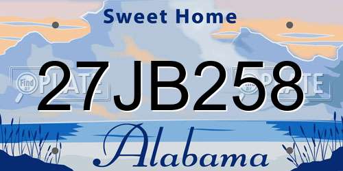 27JB258 Alabama License Plate