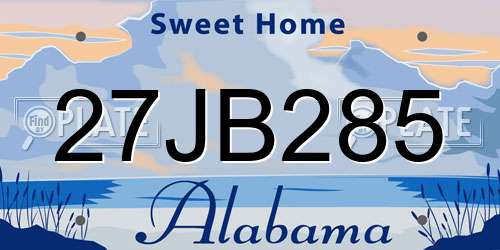 27JB285 Alabama License Plate