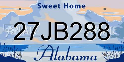 27JB288 Alabama License Plate