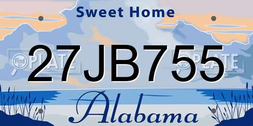 27JB755 Alabama License Plate