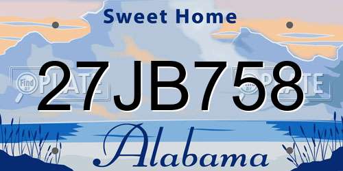 27JB758 Alabama License Plate