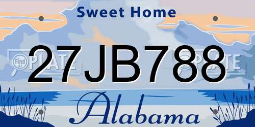 27JB788 Alabama License Plate
