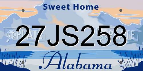 27JS258 Alabama License Plate