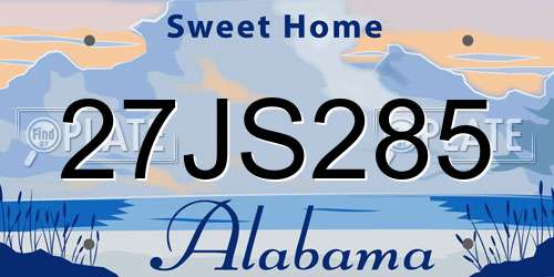 27JS285 Alabama License Plate