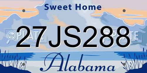 27JS288 Alabama License Plate