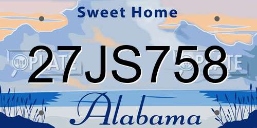 27JS758 Alabama License Plate