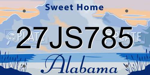 27JS785 Alabama License Plate