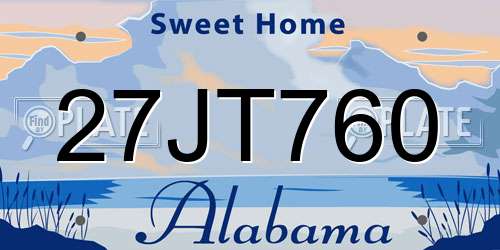 27JT760 Alabama License Plate