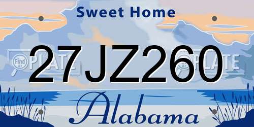 27JZ260 Alabama License Plate