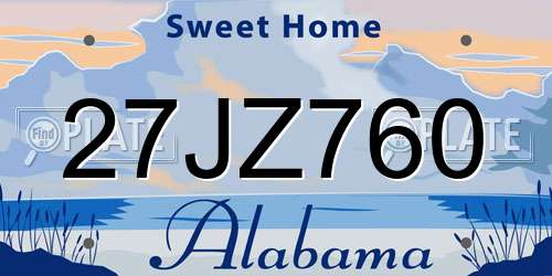 27JZ760 Alabama License Plate