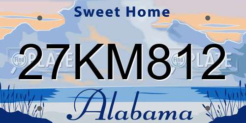 27KM812 Alabama License Plate