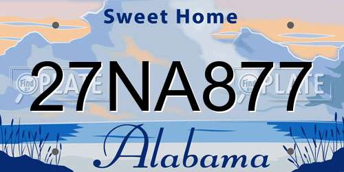 27NA877 Alabama License Plate