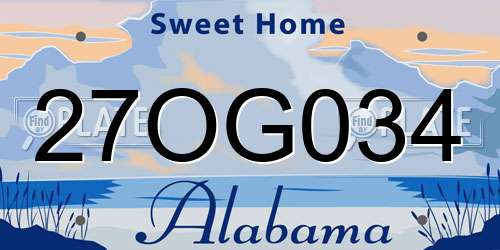 27OG034 Alabama License Plate