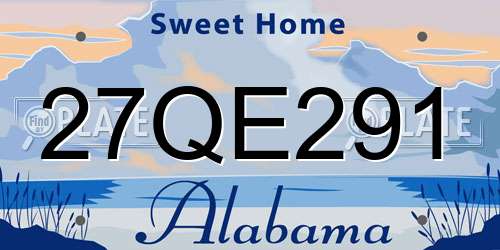 27QE291 Alabama License Plate
