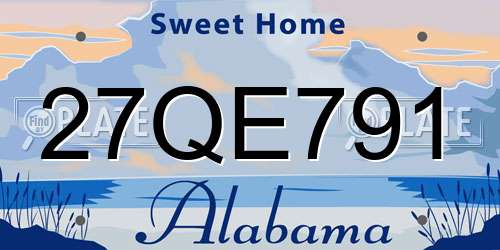 27QE791 Alabama License Plate