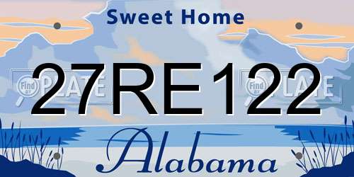 27RE122 Alabama License Plate
