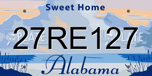 27RE127 Alabama License Plate