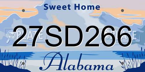 27SD266 Alabama License Plate