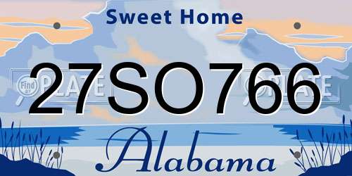 27SO766 Alabama License Plate