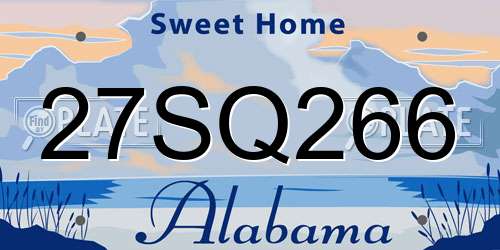 27SQ266 Alabama License Plate