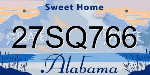 27SQ766 Alabama License Plate