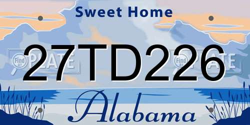 27TD226 Alabama License Plate